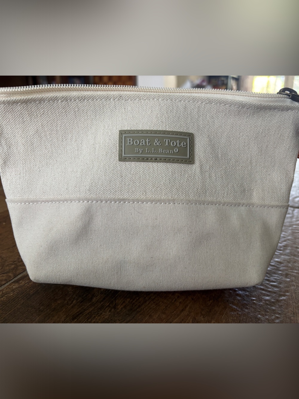 L.L. Bean Boat & Tote Canvas Cosmetic Pouch in Cream
